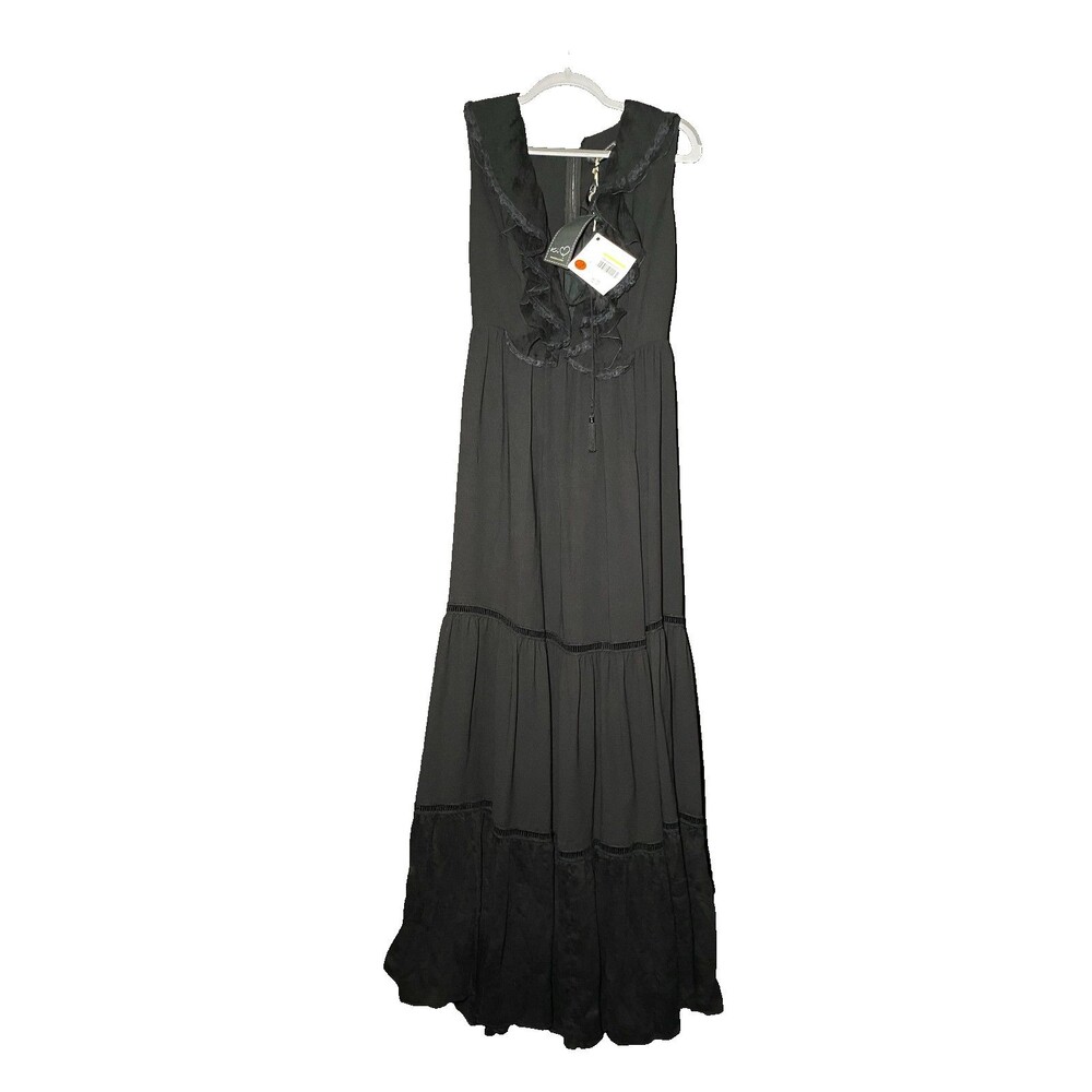 KI6 Who Are You Women's Black Sleeveless Maxi Dress Size 42 NWT